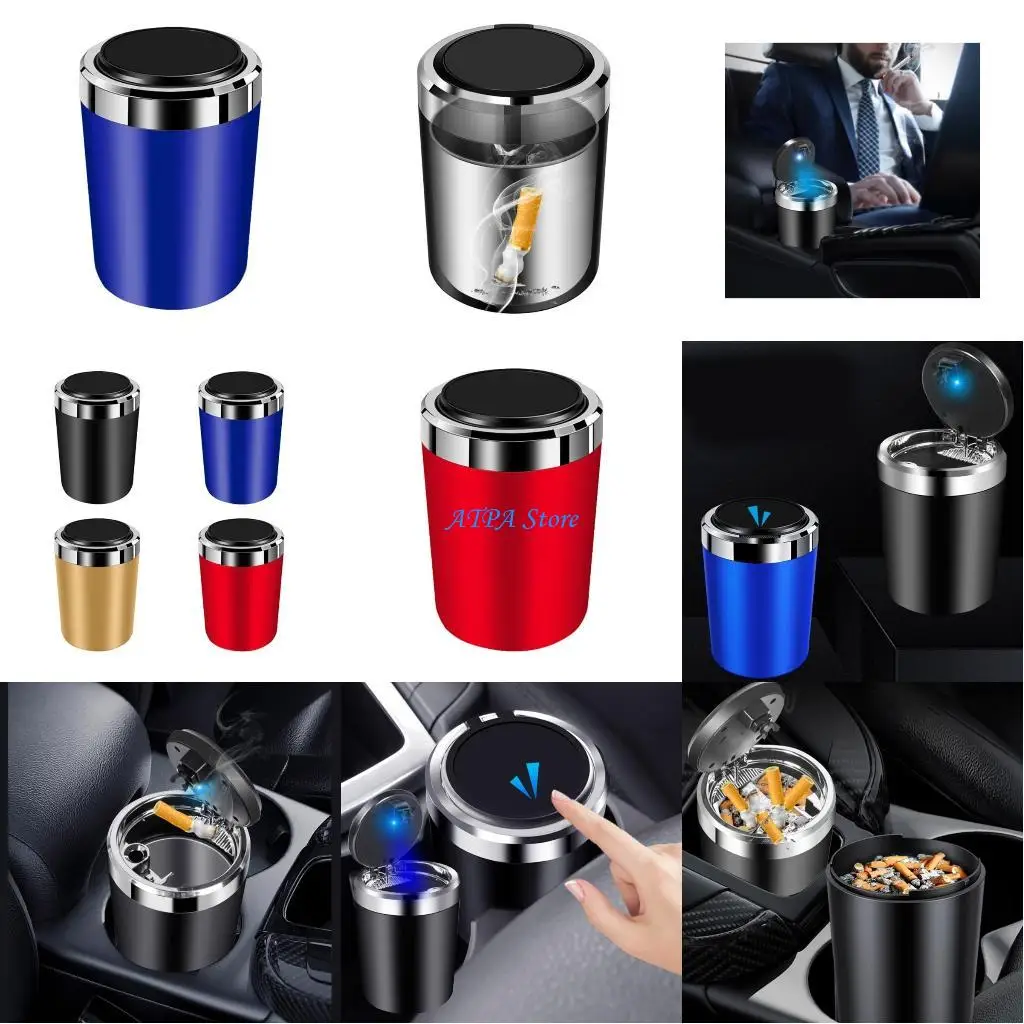 

U13C Auto Cigarette Ashtray with Blue LED Light for Men Exquisite Car Accessories