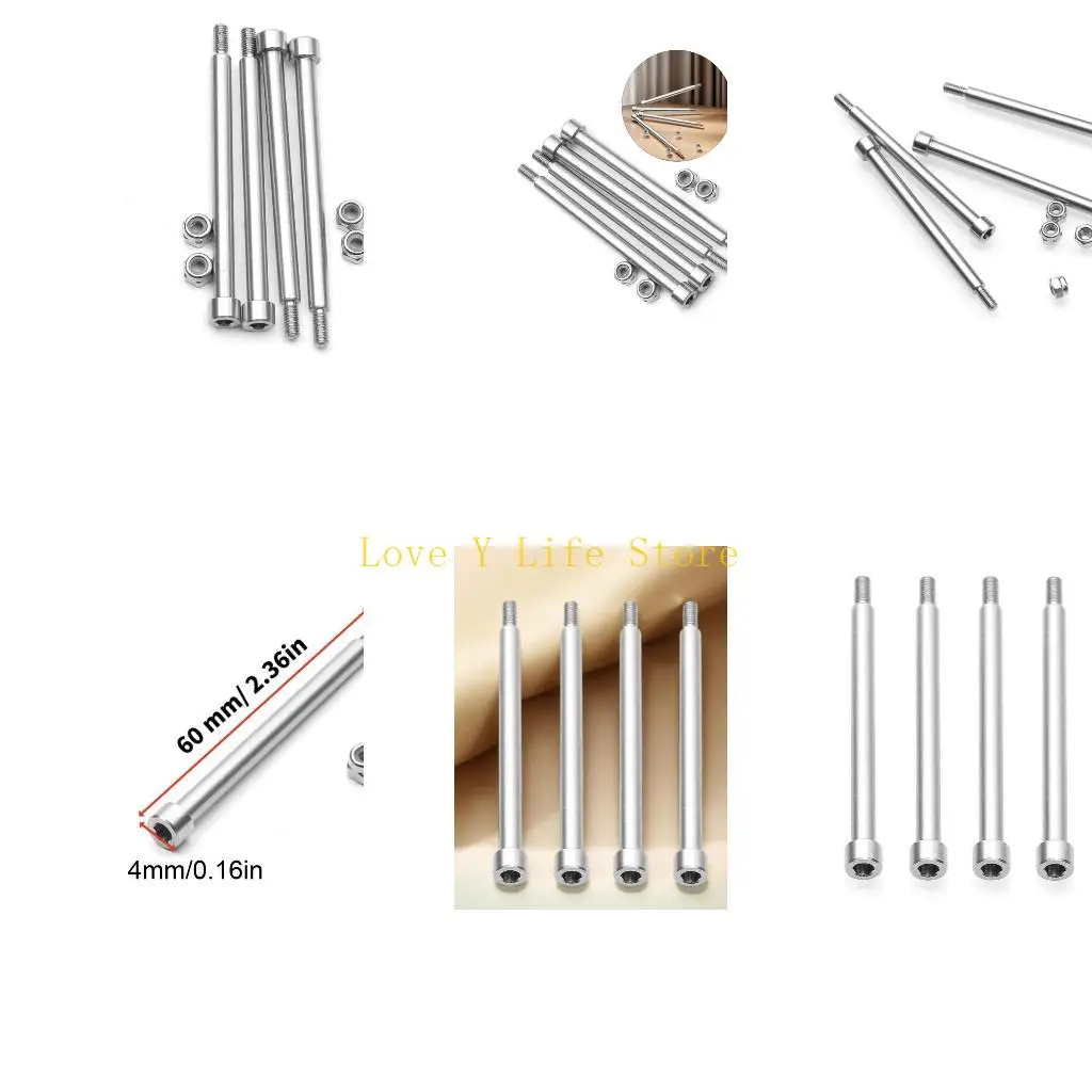 

L74C 4Pcs Steel A-Arm Hinge Pins 4x60mm for Enhances Remote Control Car Performances