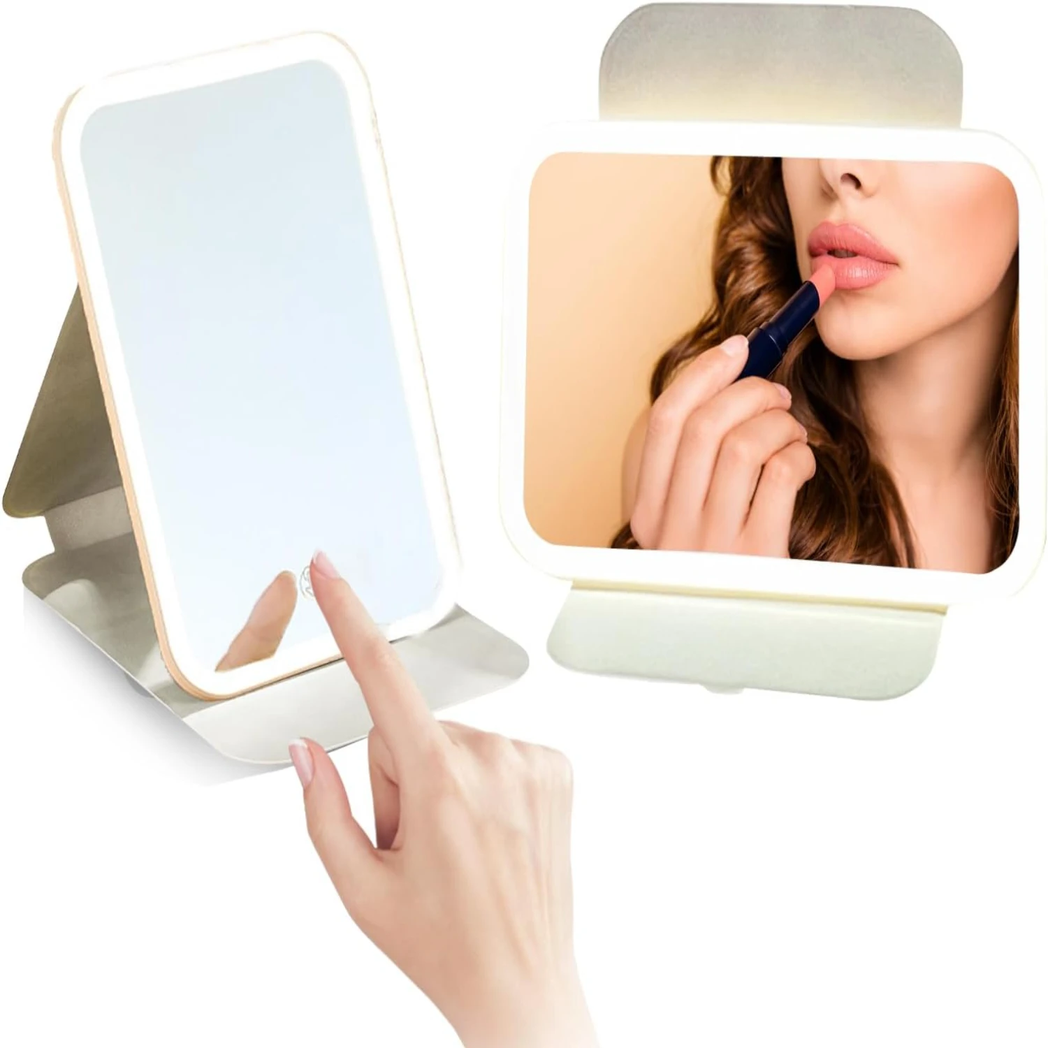 Convenient, Portable, and Versatile LED Beauty Makeup Vanity Mirror - 11 Inch Size with Adjustable Brightness, Rechargeable Batt