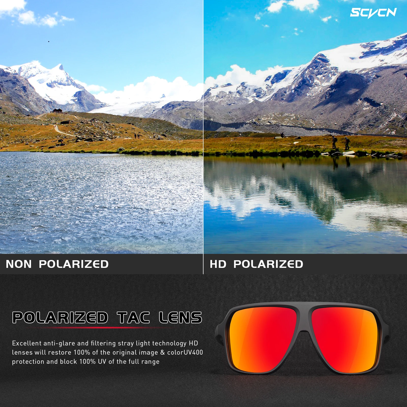 SCVCN Polarized Cycling Glasses Men Women Outdoor Sports Running Sunglasses Mountain Road Bicycle Glasses UV400 Safety Eyewear