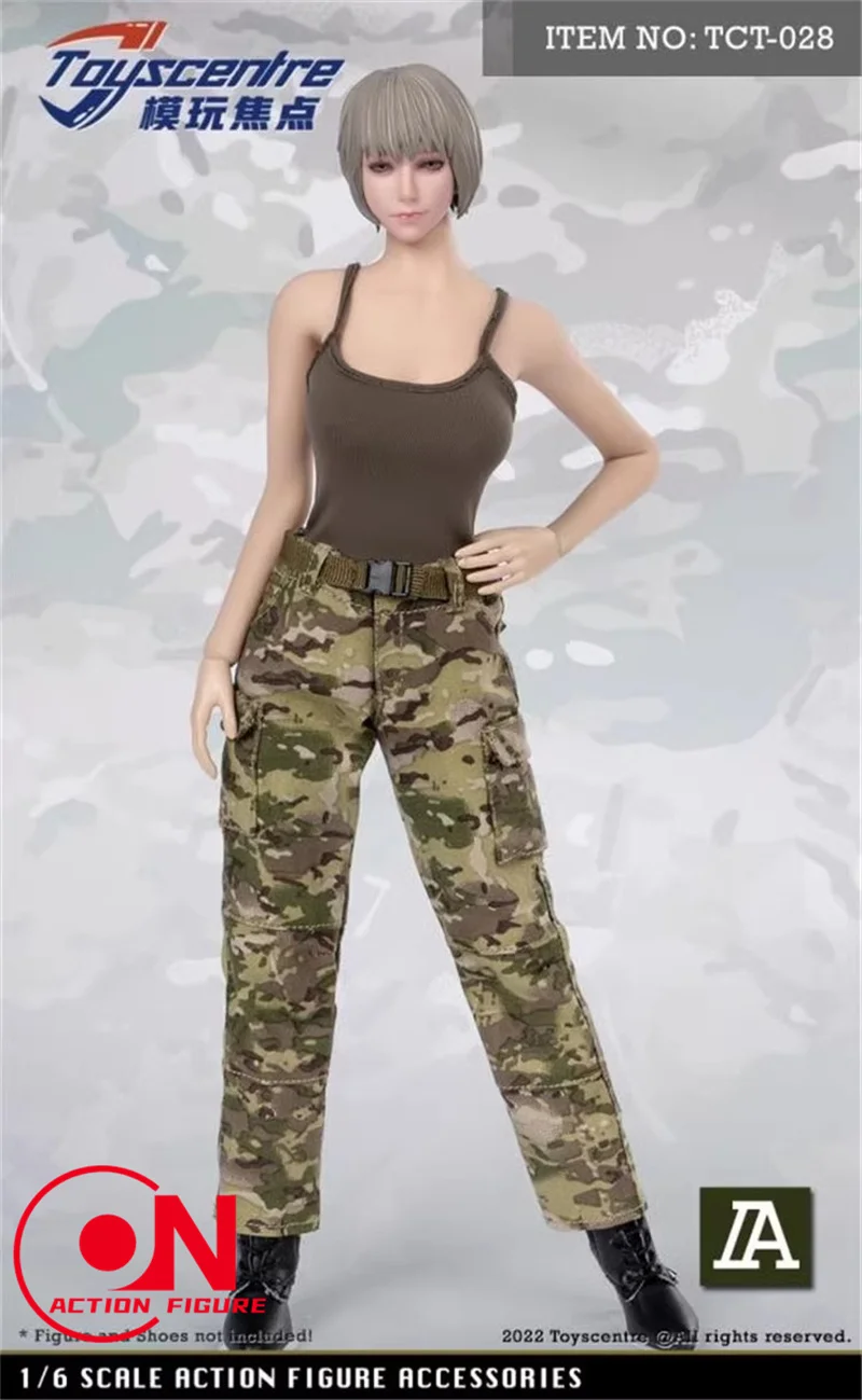 ToysCentre TCT-028 1/6 Camisole Camo Trousers Female Black Vest Camouflage Pants Set Fit 12-inch Soldier Action Figure Body