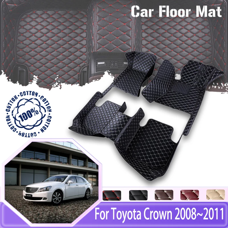 

Кожаный Автомобильный Коврик для Toyota Crown Toyopet Crown Royal Saloon S200 2008 ~ 2011, коврик для защиты от грязи, автомобильные коврики, полный комплект автомобильных аксессуаров