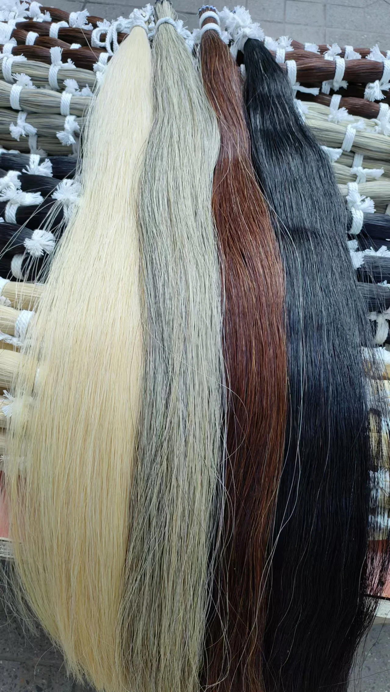 

1000g Real White Black Horstail Hair Grey Brown Horsehair DIY Hore Tail Extension Mane Tail Forelock on hide for Rocking Horse