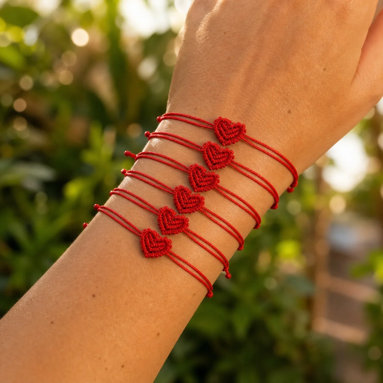 2pcs-set Hand Woven Red Heart Bracelet for Lovers Adjustable Wax Rope String Bracelet Friendship Couple Valentine Jewelry Gifts