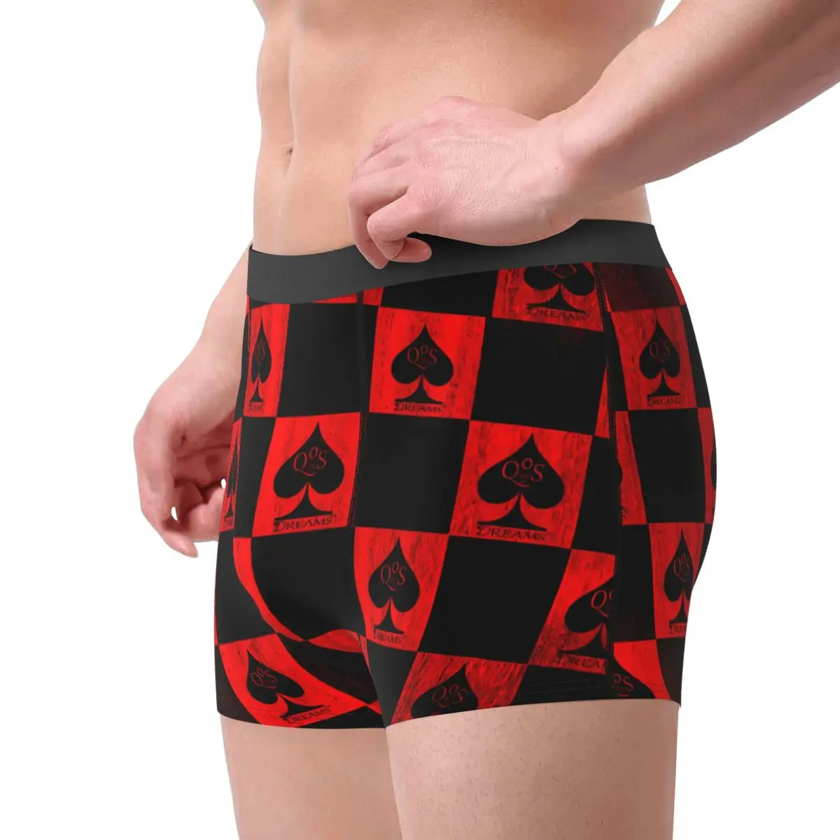 Queen Of Spades Underwear Red Checkers Printed Boxer Shorts Hot Males Panties Breathable Shorts Briefs Gift - Image 3