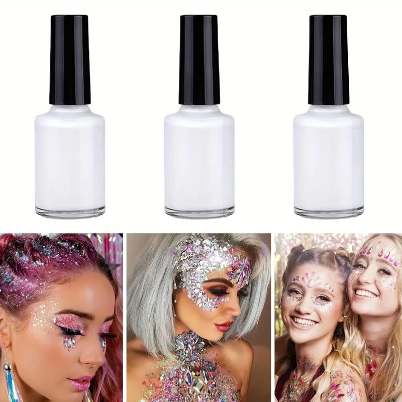3er-Pack flüssiger Körperbemalungskleber, multifunktionale, wasserfeste, schweißfeste, langlebige Glitzergrundierung für funkelnde Tattoos