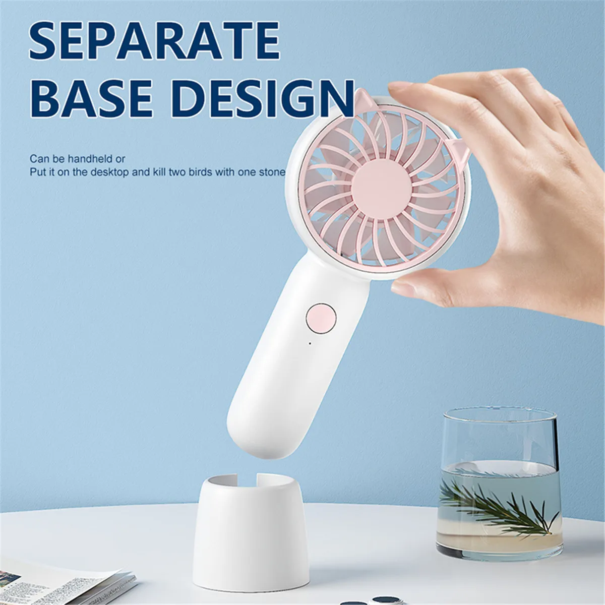 1 piece mini handheld fan, portable USB cooling fan, rechargeable, portable, summer essential, desktop fan