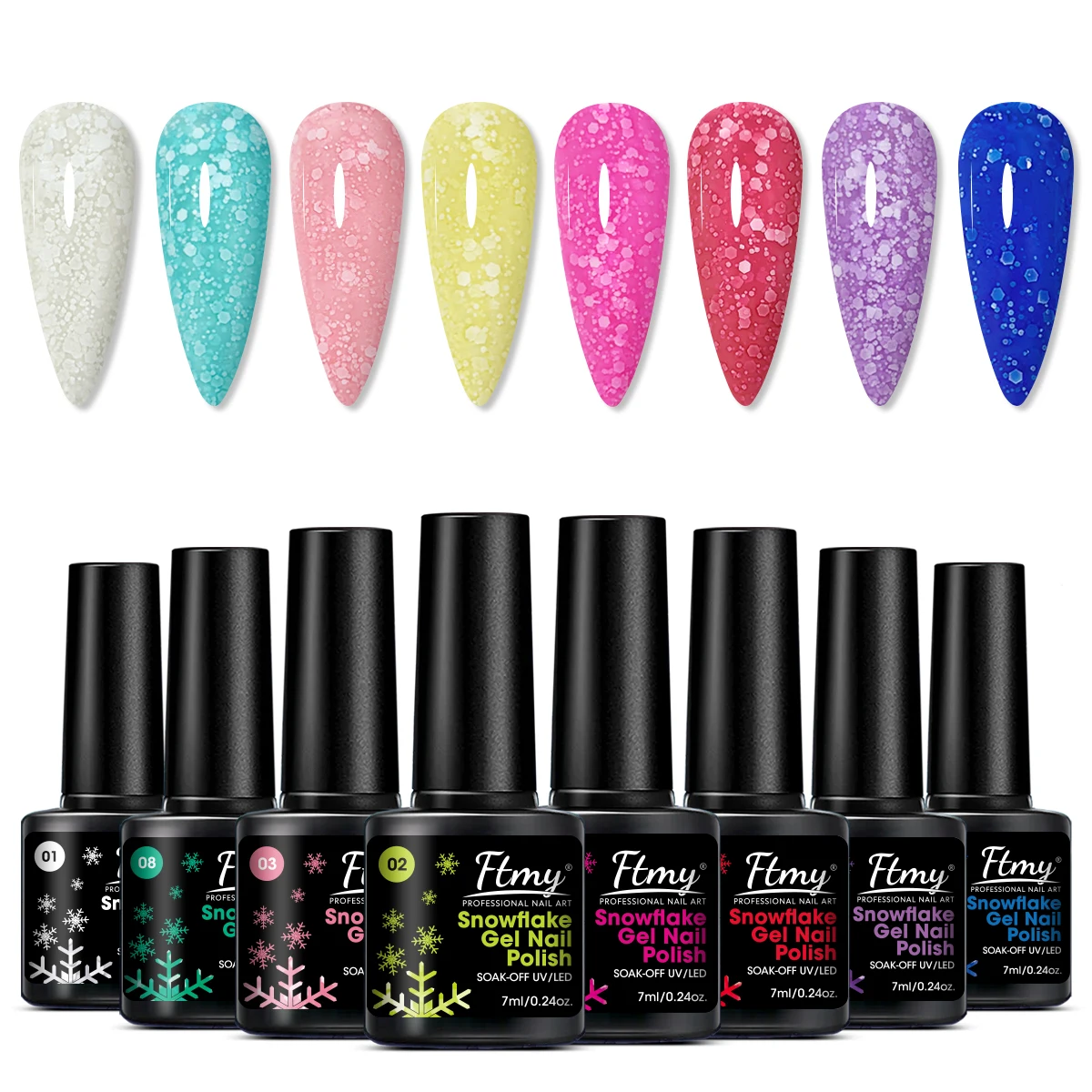 4 قطعة Nowflakes جل طلاء الأظافر بريق سنو الترتر جل نقع قبالة الأشعة فوق البنفسجية هلام شبه دائم مسمار الفن تصميم الورنيش #5