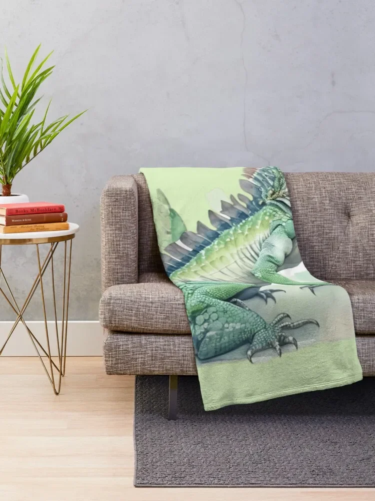 watercolor style, animal sticker Animals Series - cute iguana - pleasant iguana - animal wearing clothes Throw Blanket