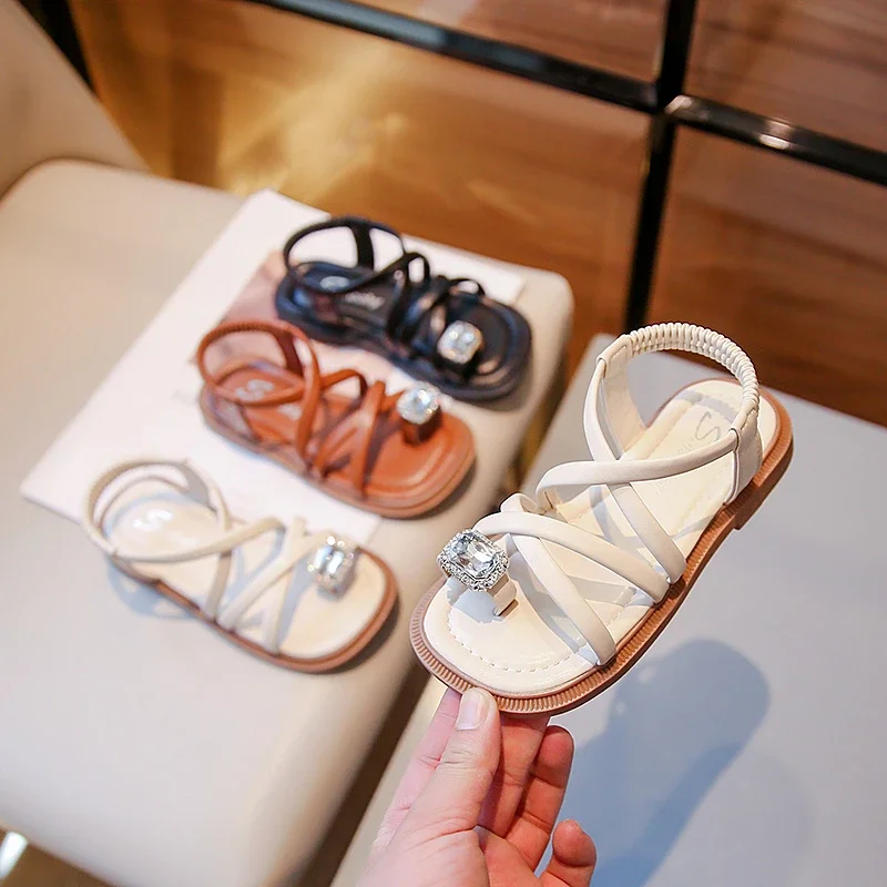 

Children's Summer Sandals Clip-toe Versatile Girls Fashion Causal Shoes Sandals Trend Woven Style Hollow-out Fashion Kids Flat