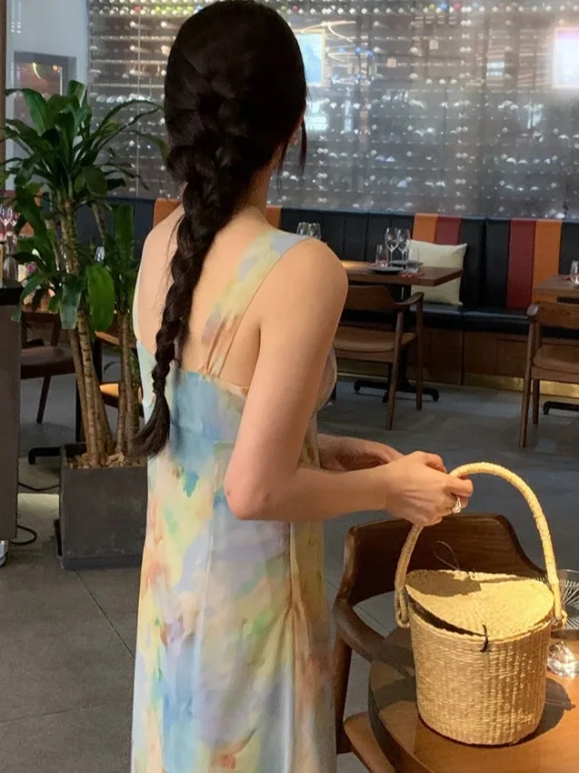 Retro Summer V-ne Stampato adient Vita Cinched ter Dr Donna Midi Dr Chic Pittura a olio Tintura e sbiancamento