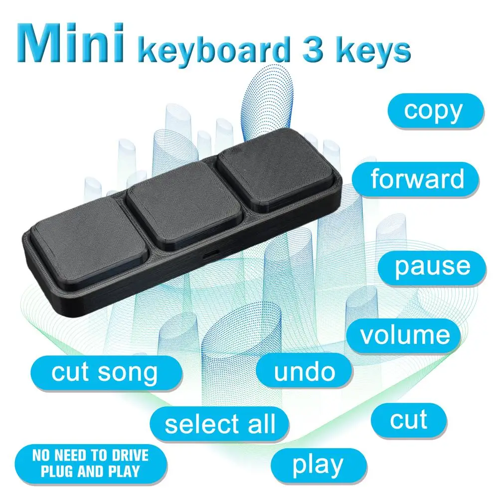 Oversized 3 Keys Custom Keyboard Copy Paste Cut Shortcut Keys Programming Macro Big Button Keypad Mini For Programmer Office