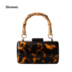 New Trendy Bags Fashion Women Handbags Leopard Acrylic Luxury Party Evening Bag Woman Amber Stylish Handle Box Clutch Purse