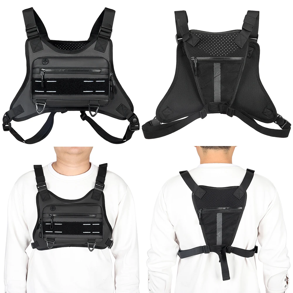 Sports Chest Bag Unisex Front Chest Pack Running Vest Large Capacity Reflective Workout Running Vest Outdoor Running Accessories