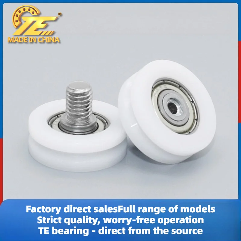 Glue-coated pulley with bearings PA66 nylon plastic U-slot door and window track wheel with screws