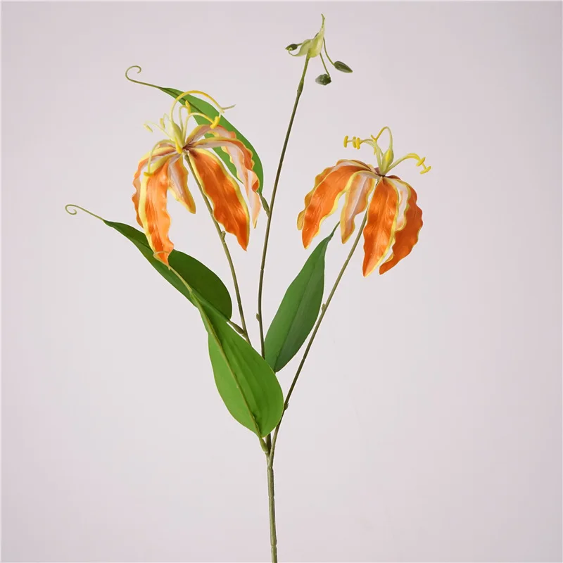 5 Stück Künstliche Latex 3-Kopf Lilien-Narzissen-Blumen für Heimdekoration, Kunstblumen für Hochzeits-Blumenarrangements und Fotografie-Requisiten – Detail 4