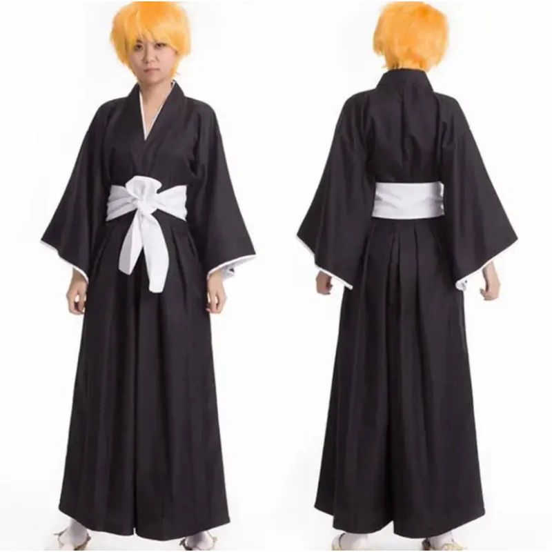 Kimono Tradisional Jepang Oriental BLEACH Kurosaki Ichigo Kuchiki Rukia Kostum Cosplay Jubah Gaun Sepatu Wig SANDAL