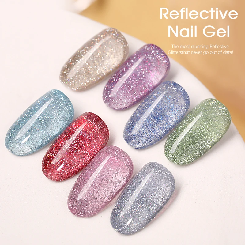 UR SUGAR 7.5ml Champagne Reflective Glitter Nail Gel Polish Summer Laser Sparkling Effect Semi Permanent Soak Off UV LED Varnish