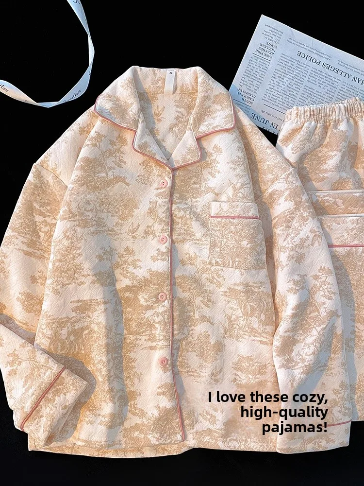 Thiened Air Cotton Spwear Set for Women Home Clothes Long Sve Sweater And Pants Sweet Sle Winter New Arrival