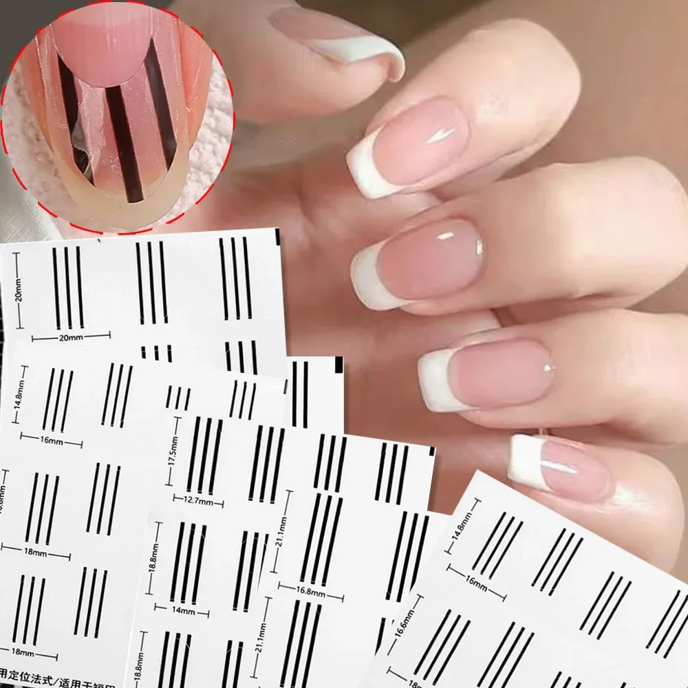 4PCS/set Transparent French Manicure Guide Stickers Strong Adhesive Nail Art Decals French Manicure DIY Sencil 3D Styling Tools