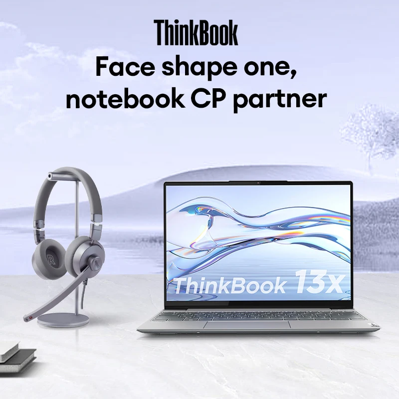 لينوفو-سماعات مزدوجة للحد من الضوضاء ، سماعة الرأس الأصلية ، سماعات أذن للرياضة والألعاب المكتبية ، التحكم في الخط ، ENC80