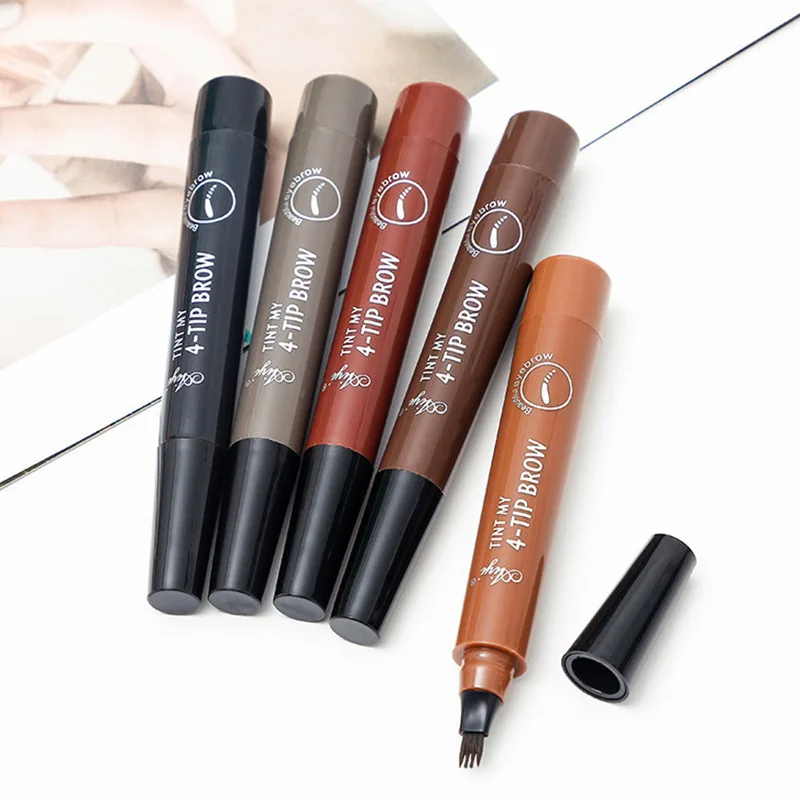 New Four-Head Forked Liquid Eyebrow Pencil Four-Claw Eyebrow Pencil Lasting Not Easy Remove Makeup Waterproof Sweat Resistant