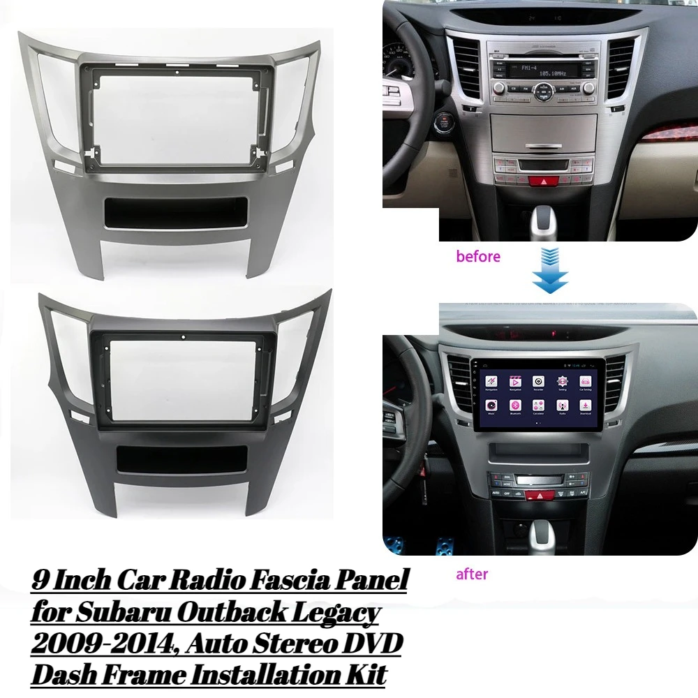 

9 Inch Car Radio Fascia Panel for Subaru Outback Legacy 2009-2014, Auto Stereo DVD Dash Frame Installation Kit