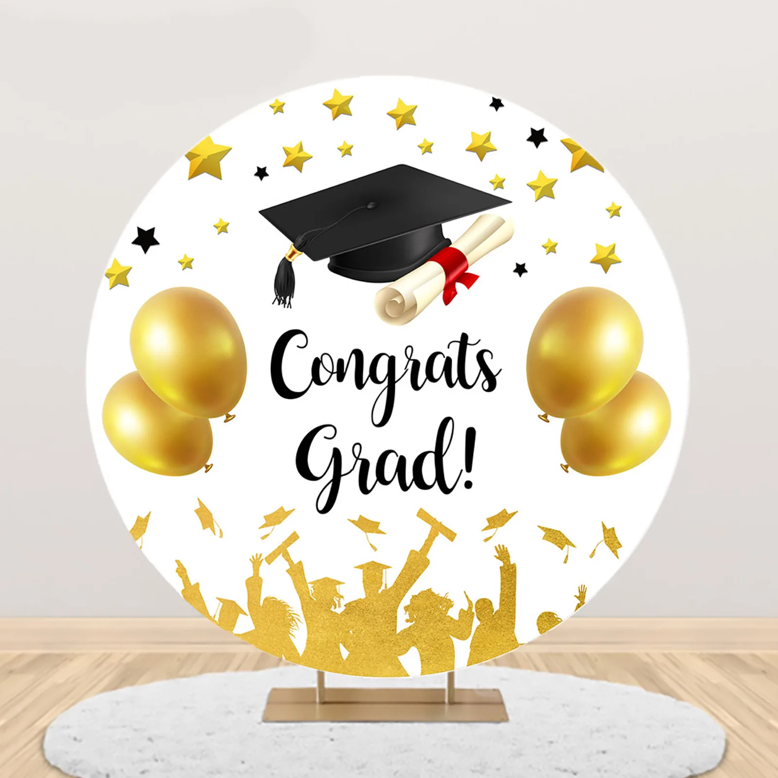 AIBIIN Round Arch Backdrop Cover Congrats Graduation Prom Party Decor Photography Background Graduates Portrait Photozone