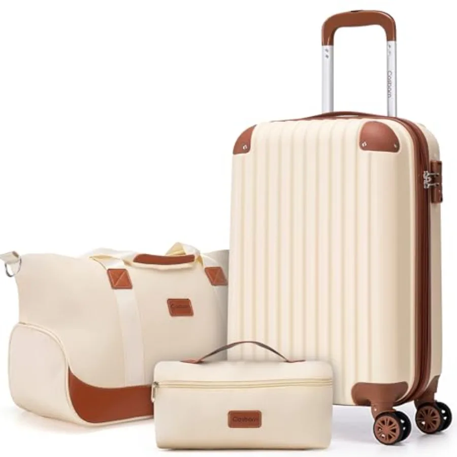 

Набор из 3 предметов: чемоданы для ручной клади 20 дюймов, легкие, из ABS-пластика, с жестким корпусом, на колесах, с замком TSA, дорожная сумка для мужчин и женщин