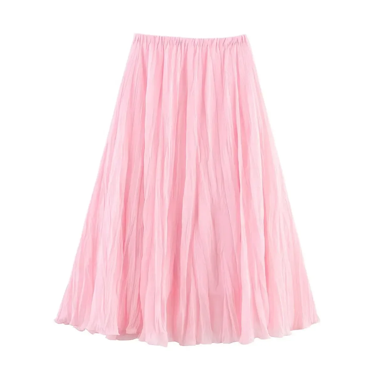 2025 nieuwe zomer dames hoge taille slanke geplooide grote swing rok temperament buitenlandse stijl middellange en lange casual A-lijn