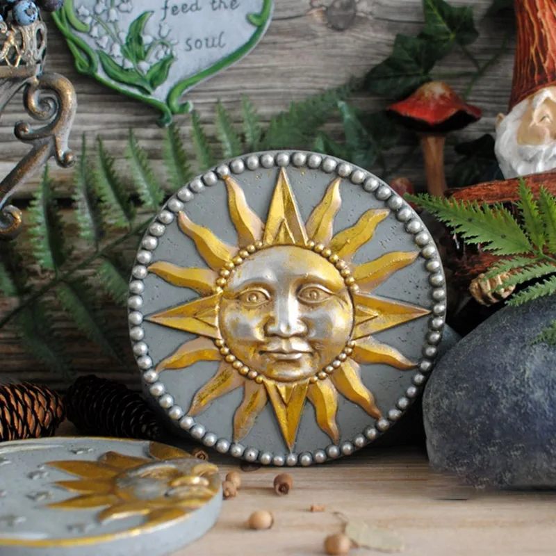 

Buy a pair of American retro old sun, moon and God garden decorations trumpet cement pendant ornaments gardening