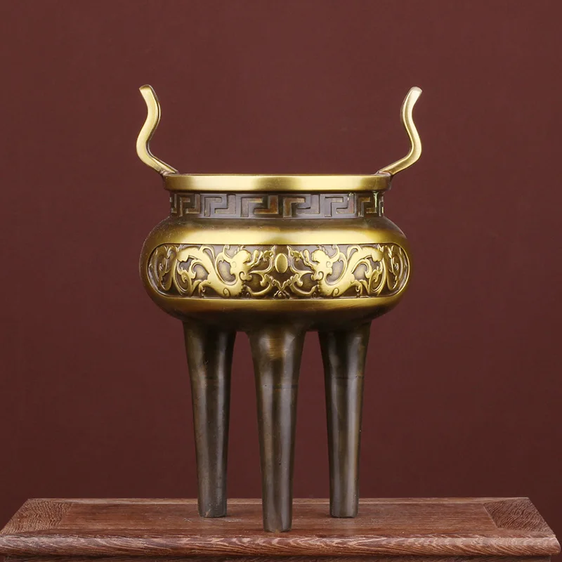 Pure Copper Large Buddha Sandalwood Home Indoor Xuan De Furnace Offering Incense Burner I