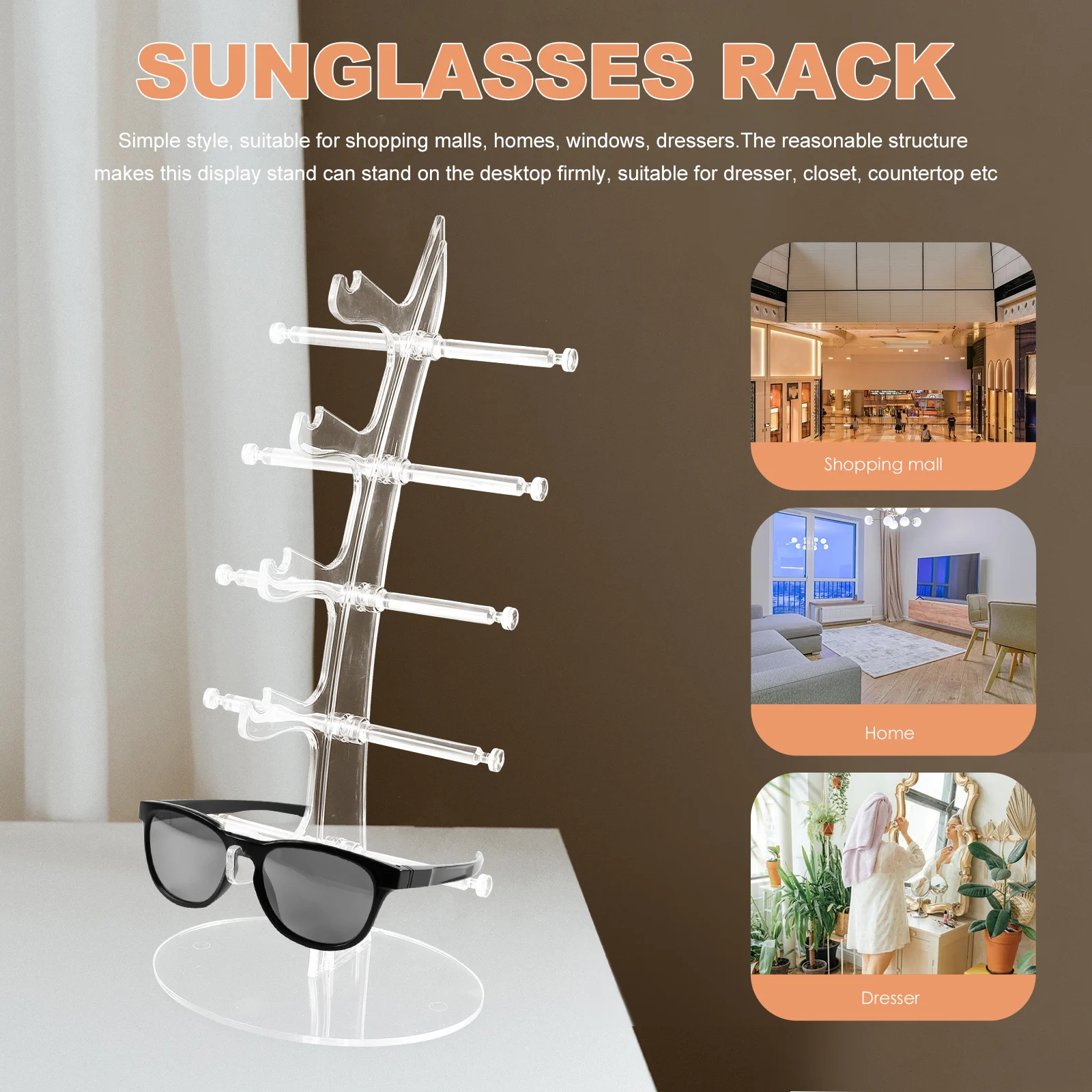 

Acrylic Glasses Display Stand Multipurpose Sunglasses Holder Rack Transparent Eyeglasses Organizer Desk Riser Storage