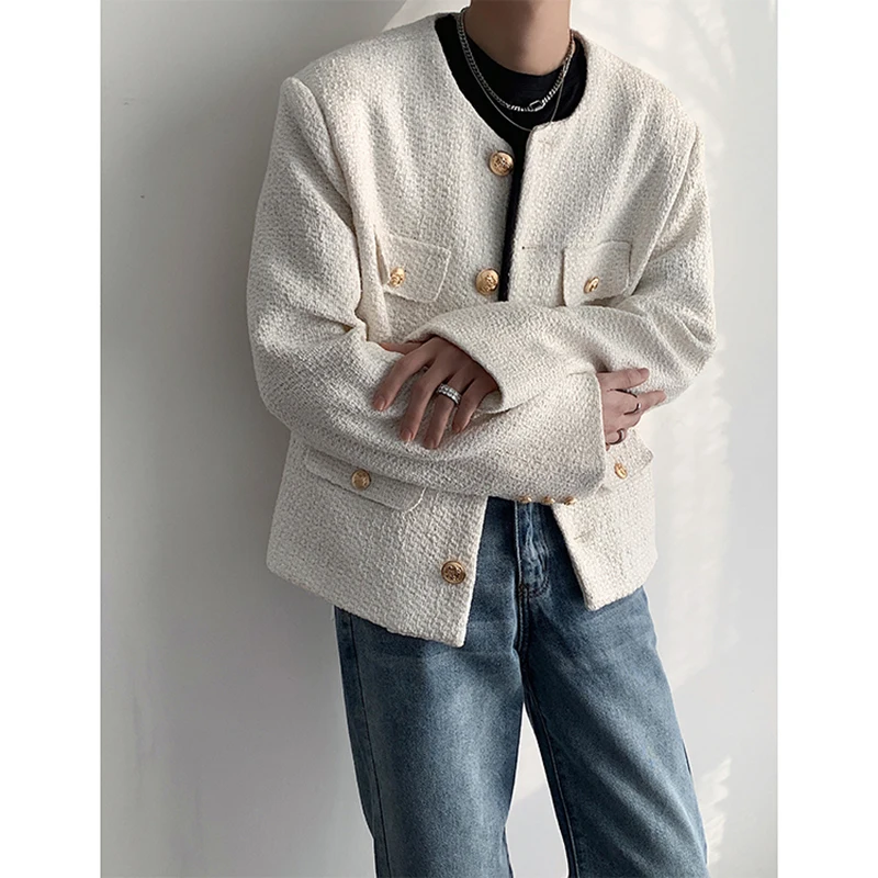 

Casual ex ort Jaet Spring Faion Polyester Fabric round Ne Single Button Long Sve Loose Fit Youth ular Outer...