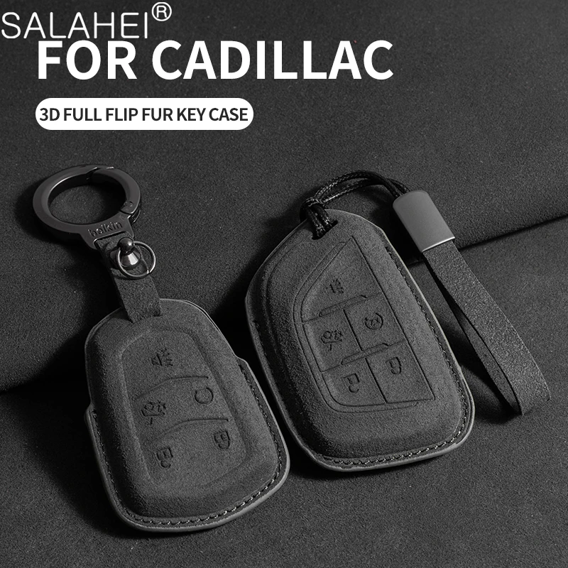 Car Remote Key Case Cover Suede Protective Shell For Cadillac ATS ATSL CT4 CT5 CT6 XT4 XT5 XT6 XTS SRX Keychain Auto Accessories