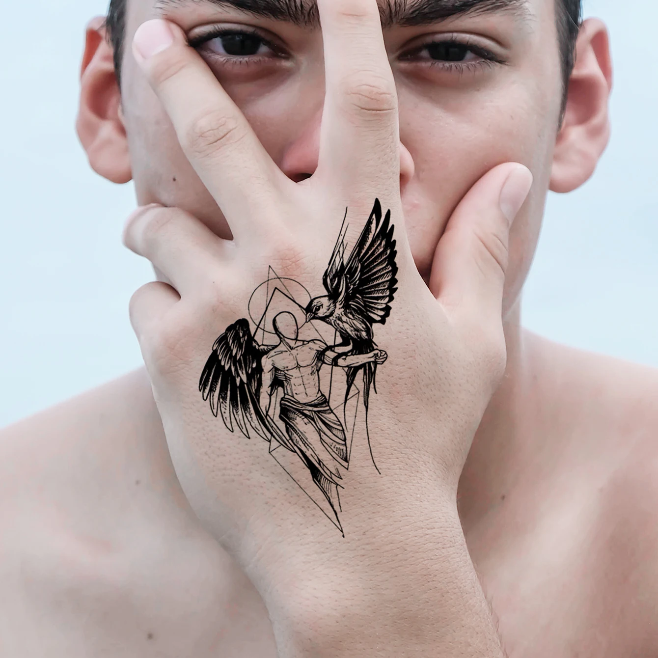 Waterproof Temporary Tattoo Sticker Dark Gothic Grim Reaper Wolf Eagle Clock Horse Fake Tatto Flash Tatoo Tato for Women Men