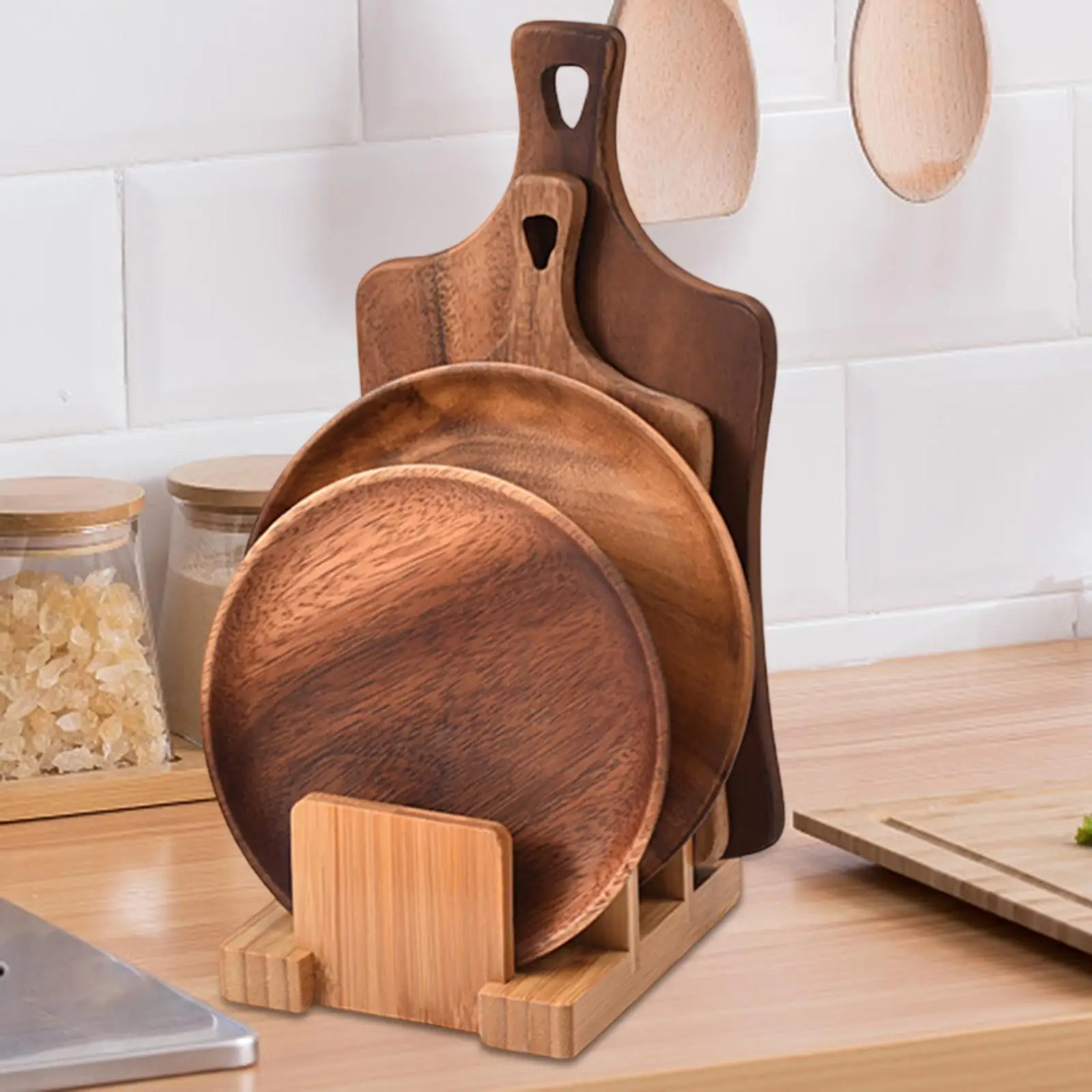 Cookware Storage Stand Chopping Board Holder Kitchen Gadgets Cutting Board Rack Pot Pan Lids Holder for Bakeware Dishes Plate