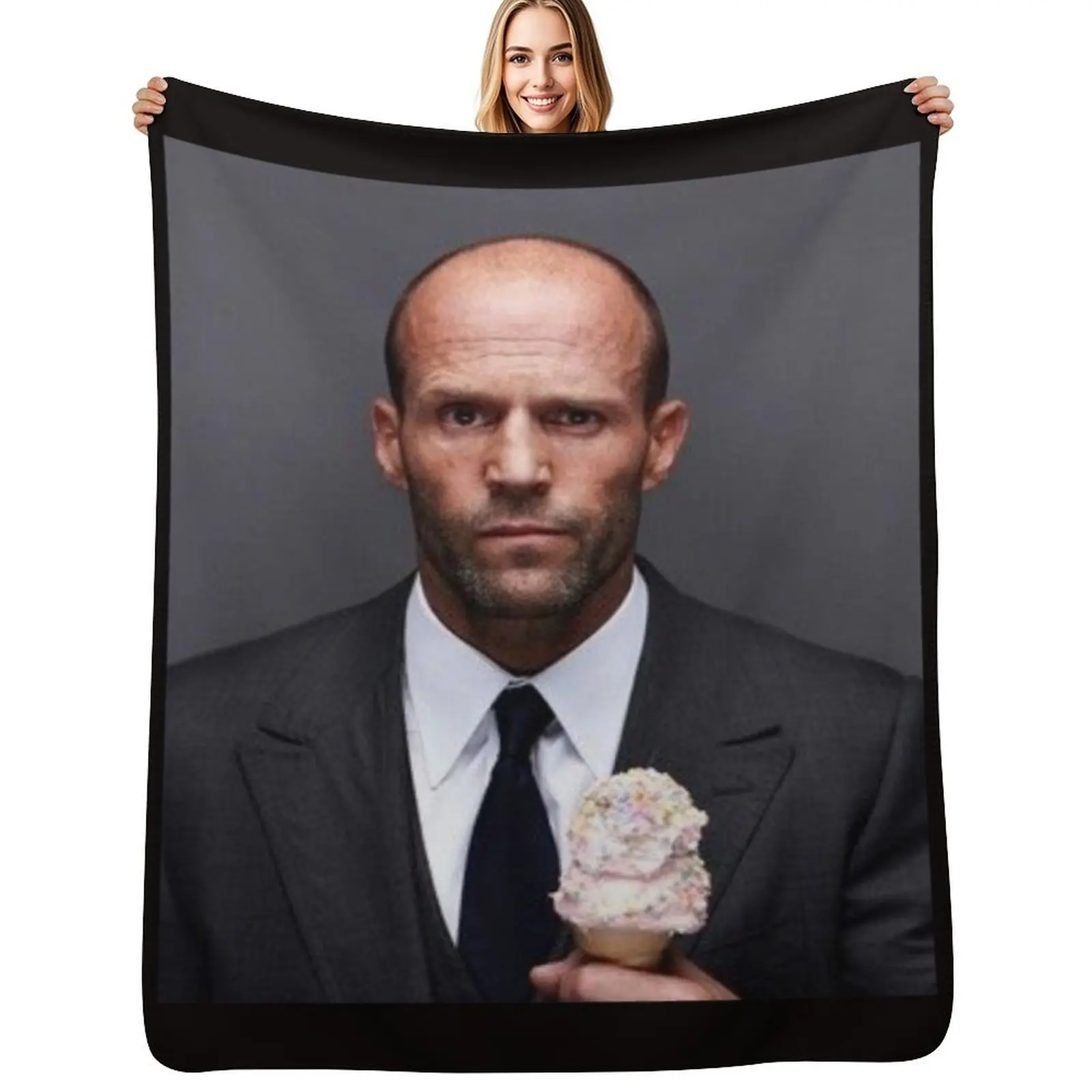 

Jason Statham Throw Blanket Custom Thin Hairys Retros Blankets