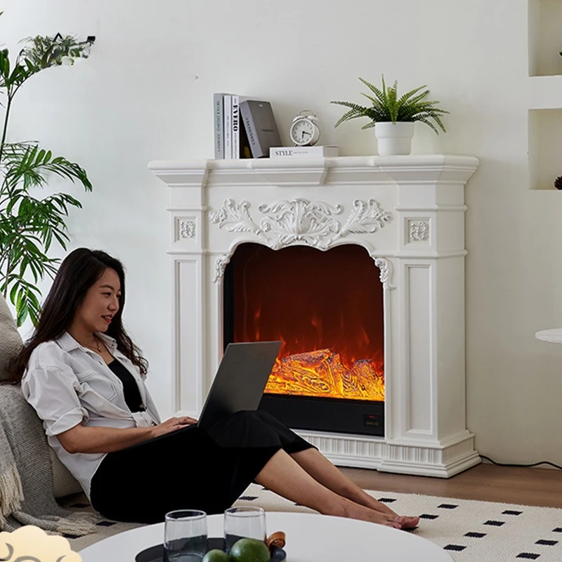 For1.2/1.5 Fireplace Decorative Cabinet Home Bedroom Living Room Simulation Flame Heating Fireplace Solid Wood