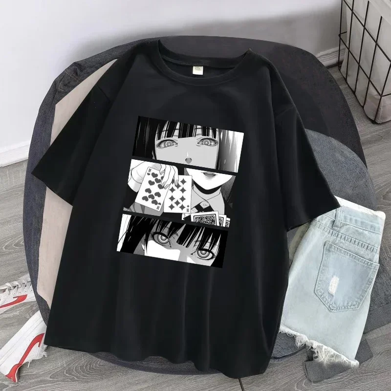 Camisetas de Anime para mujer, ropa informal Harajuku de manga corta con gráfico de Kakegurui, camiseta de gran tamaño, camisetas gráficas Y2K