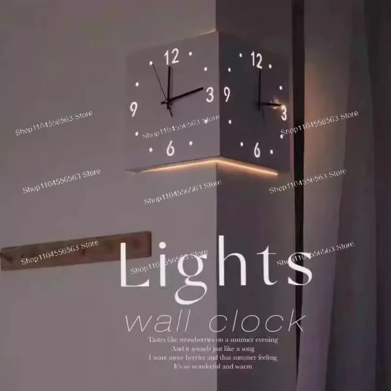 Modern Style Simple Corner Wall Clock Silent Double-sided Corner Wall Clock Creative Clock