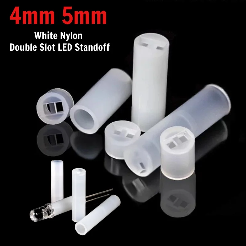 White Nylon Double Slot LED Standoff 4mm 5mm Diameter PCB Insulation Spacer Column, DIY Mount Holder Clip for F3 F5 LED Diodes