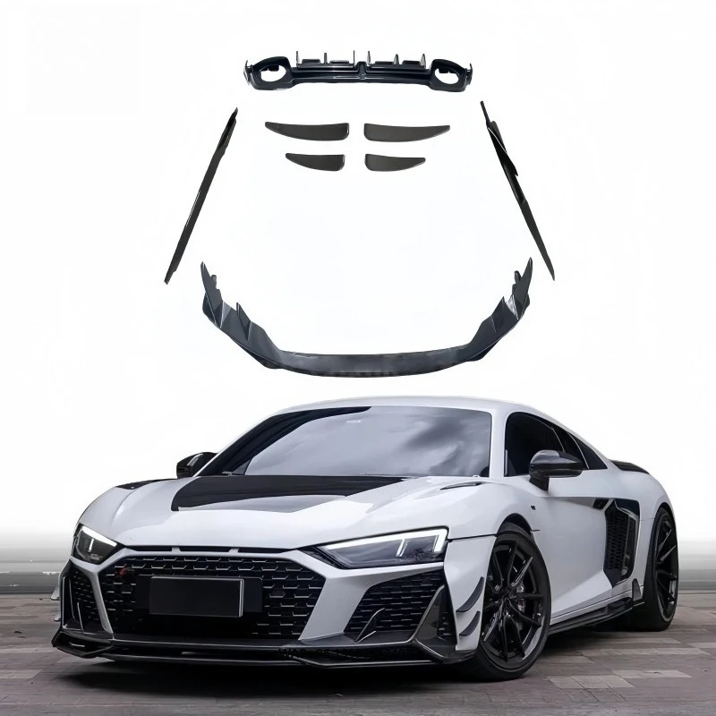 Capristo Style Dry Carbon Fiber Front Lip Vent Side Skirts Rear Diffuser Lip forAudi R8 Car Parts 2022-202