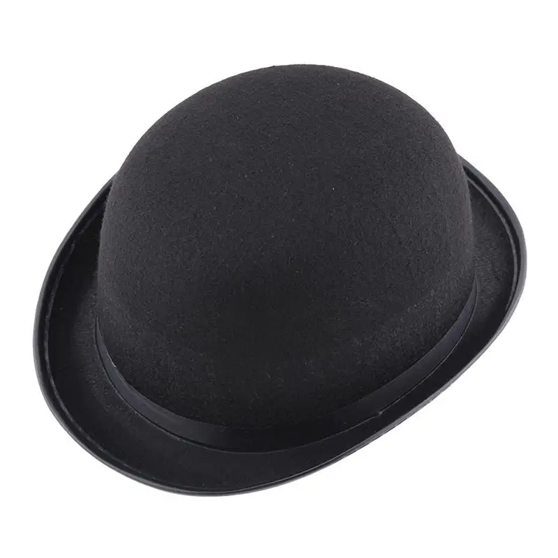 Classic Black Felt Derby Hat Black Top Hat Tuxedo Costume Hat  Black Bowler Derby Hat Halloween Costume Accessory For Cosplay