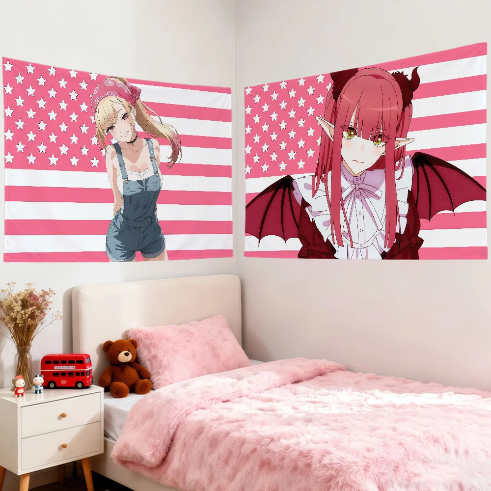 Niedliche Anime-M-Marin-Kitagawa-Flagge für Zimmer, Wohnheim, Camping, Party, Wohnzimmer, Garage, Bar, Wand, Picknick, Club-Dekoration, Banner