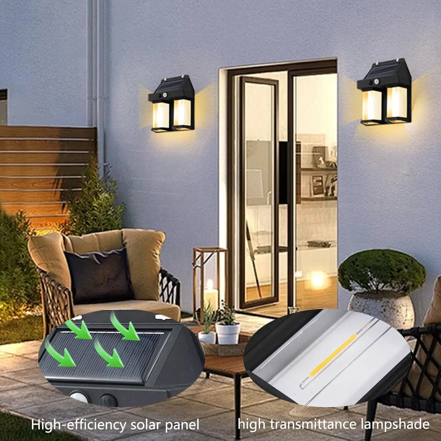 Solar Powered Wall Light Vintage Garden Villa Outdoor Motion Sensor Warm Light Pathway Landscape Lamp Waterproof No Wire Needed view 5