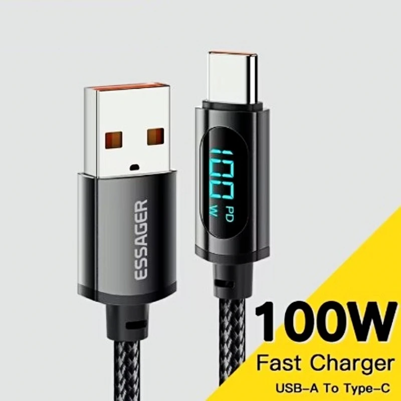 USB Type C Cable For Huawei Honor Xiaomi Samsung Super Charge 100W Fast Charging USB C Charger Data Cable Wire Cord 2M