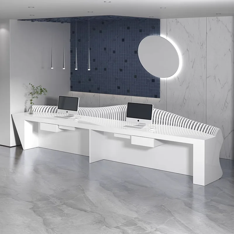 Painted front desk, special-shaped reception desk, fashionable and simple and generous beauty salon bar customized welcome shape