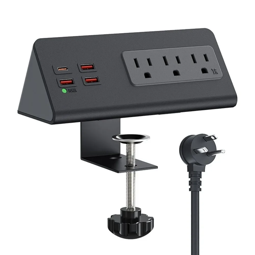 PD 20 واط مكتب المشبك قطاع الطاقة الولايات المتحدة التوصيل مع منافذ شحن USB مَقْبِس مخرج التثبيت الالتوائي 2 متر تمديد الحبل