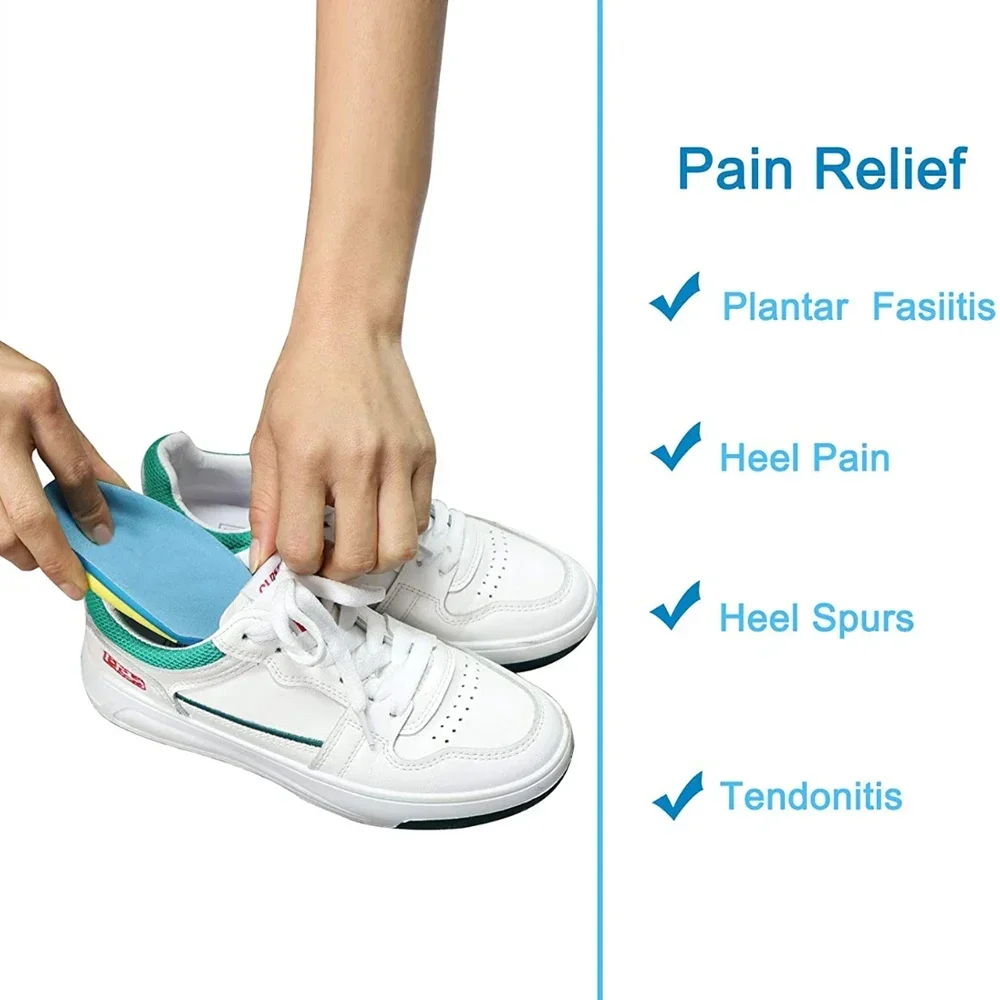 Silicone Gel Insoles for Heel Spurs Fascitis Plantar Pain Relief Treatment Inserts Heel Cup Cushion Height Increase Shoe Insoles image 5